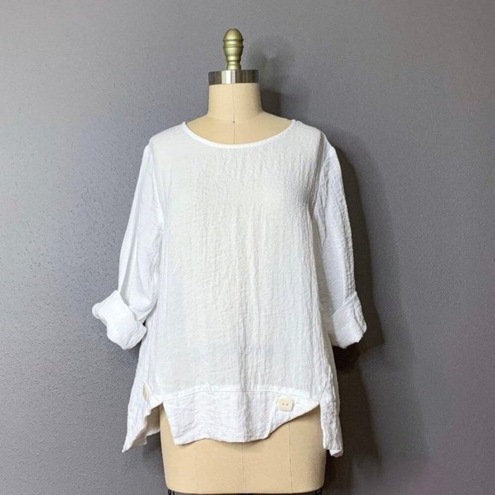 NICHE by Nilgun Derman Rolled Sleeve Lagenlook Top Medium